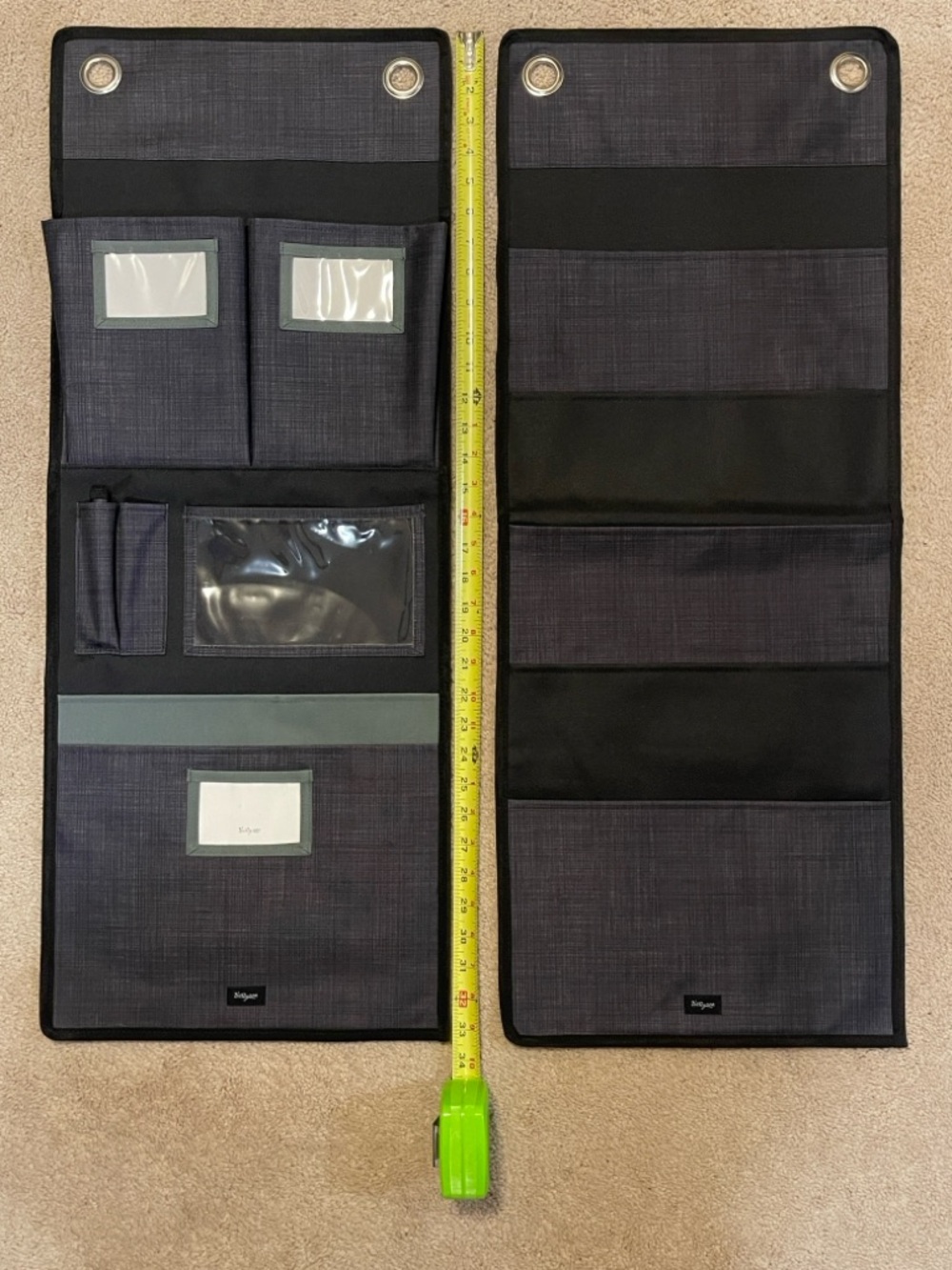 thirty-one Gray and Black Canvas Hanging Organizers with Multiple Pockets